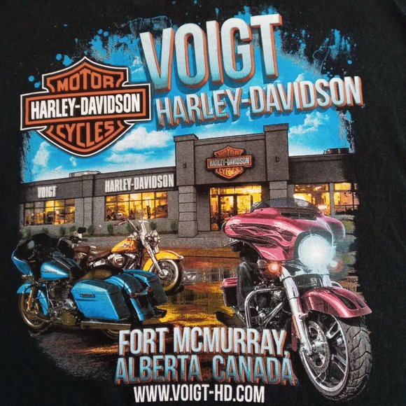 Harley-Davidson Voight Fort Mc Murry Alberta black Tee size 2X - Picture 4 of 9